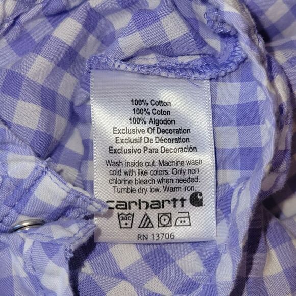 Carhartt Girls’ Infant Woven Plaid Purple White Romper 6M - Picture 11 of 12